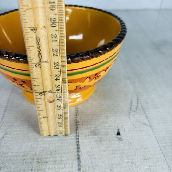 Celebrating Home TUSCAN Orange Yellow Stoneware Footed Soup Cereal Bowls Set 2 - Picture 10 of 16